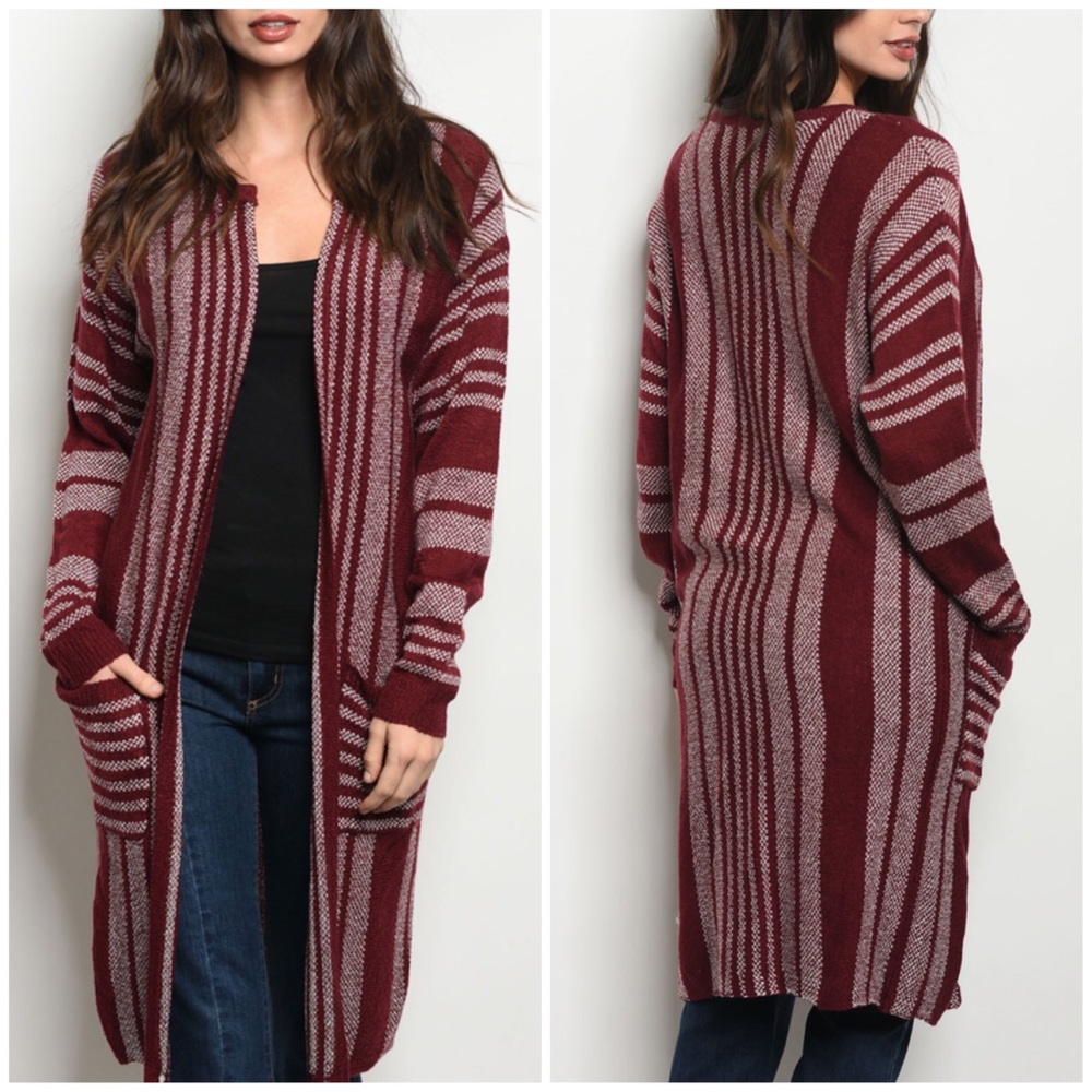 LAST 2‼️STUNNING BURGUNDY IVORY- Cardigan